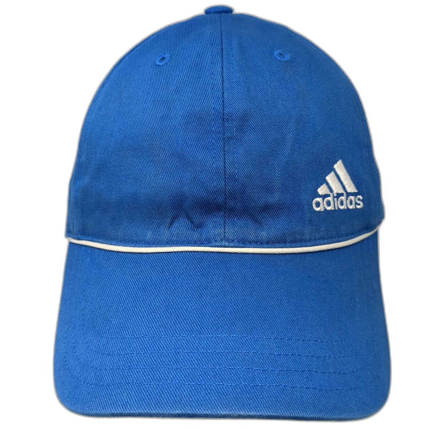 Adidas Baseball Cap Blue One Size Embroidered Logo White Piping Slideback Hat