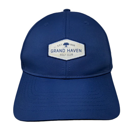 Grand Haven Golf Club Strapback Hat Blue Mid Fit Ahead Performance