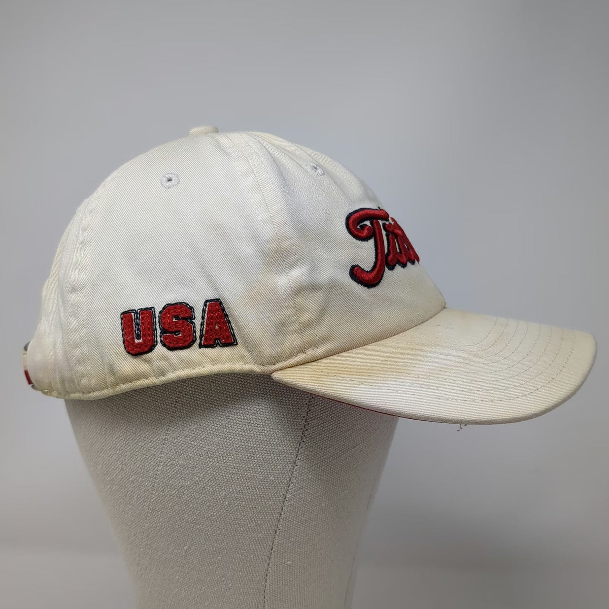 Titleist Baseball Cap Beige One Size USA Logo Embroidered Slideback Cotton Hat