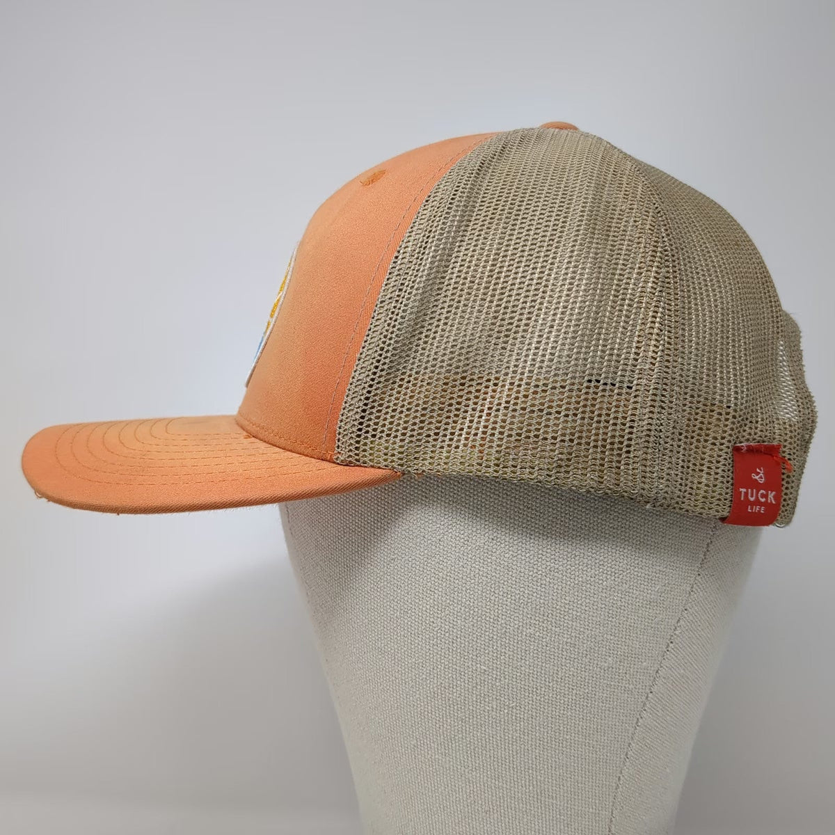Tuck Life Trucker Hat Orange One Size Mesh Back Snapback Mountain Sun Patch