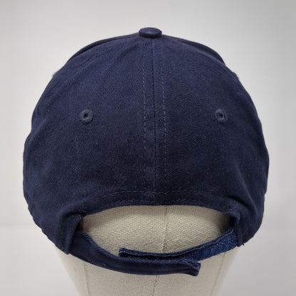 NAVY Strapback Hat Blue One Size Adjustable Embroidered Vented Holes 6 Panel