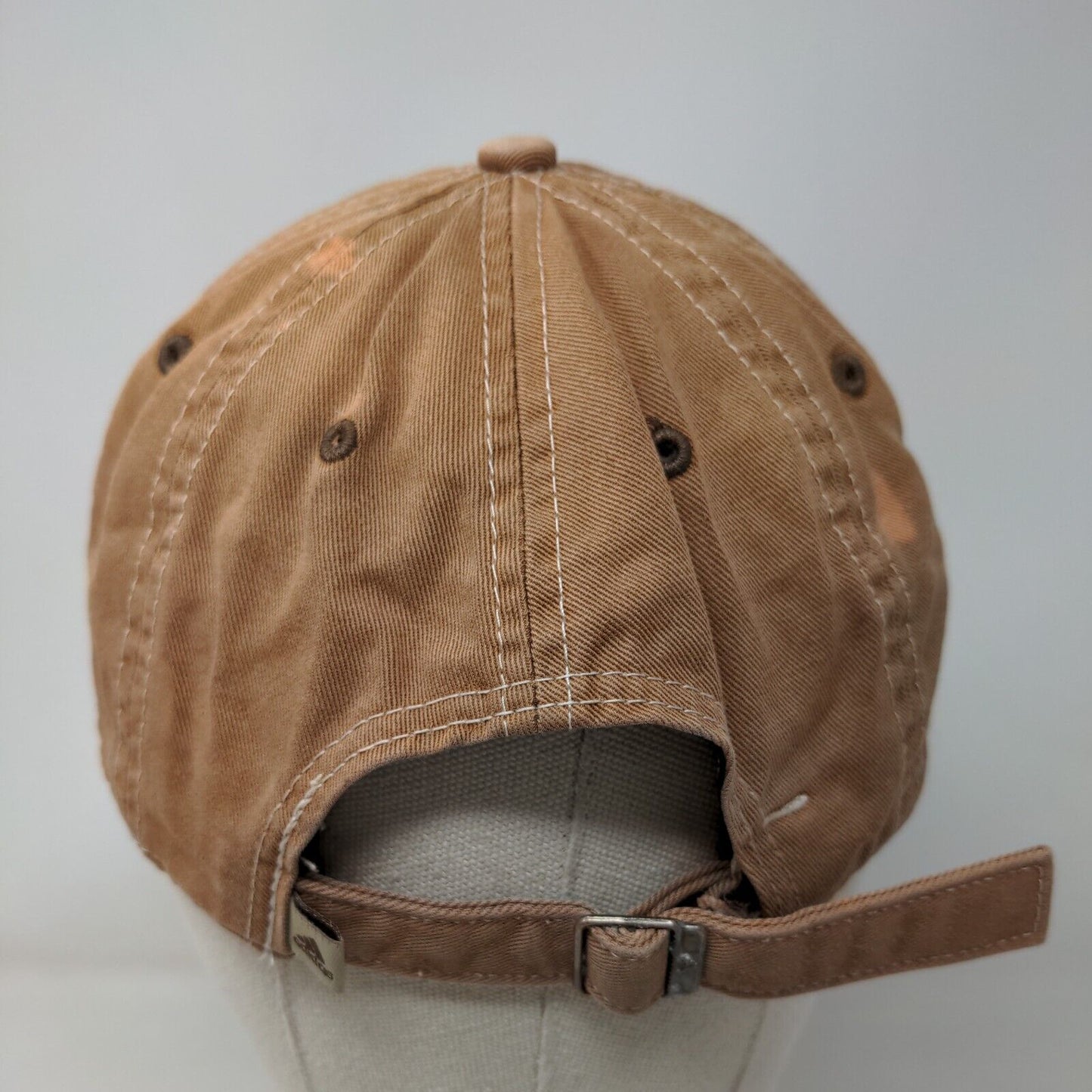 Adidas Slideback Hat Tan One Size Adjustable Embroidered Vented Holes 8 Panel