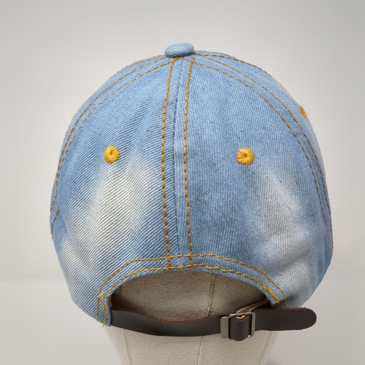 Stars Rhinestone Bling Slideback Hat Blue Denim One Size Leather Strap