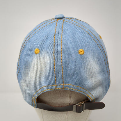 Stars Rhinestone Bling Slideback Hat Blue Denim One Size Leather Strap