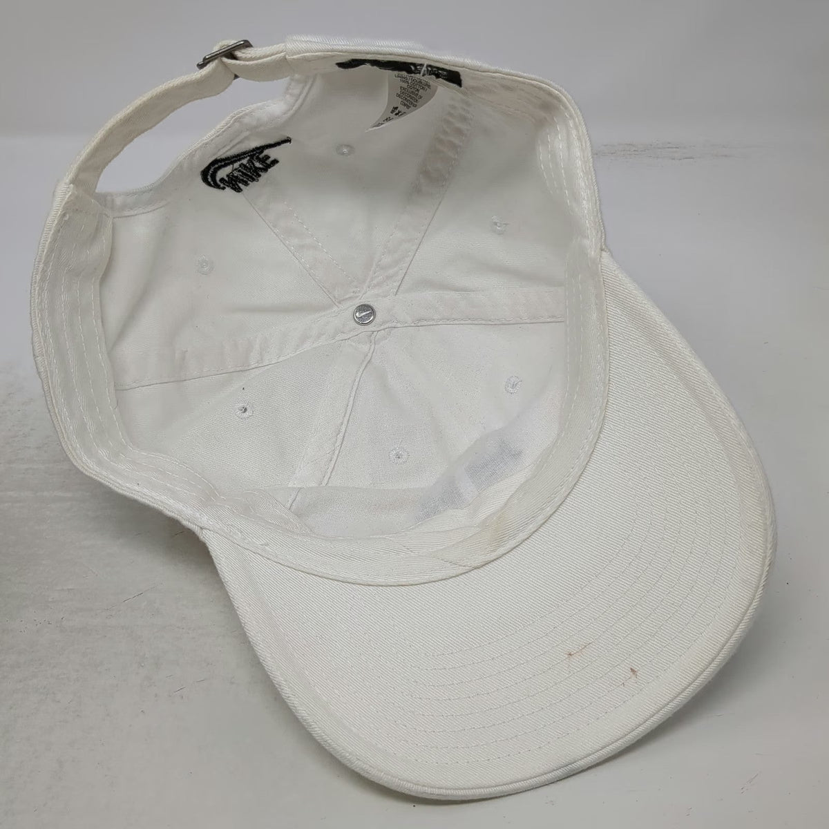 Nike Baseball Cap White One Size Just Do It Swoosh Logos Cotton Slideback Hat