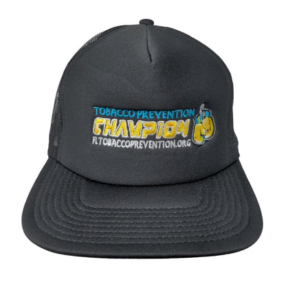 Tobacco Prevention Champion Snapback Trucker Hat Black One Size Mesh Back Otto