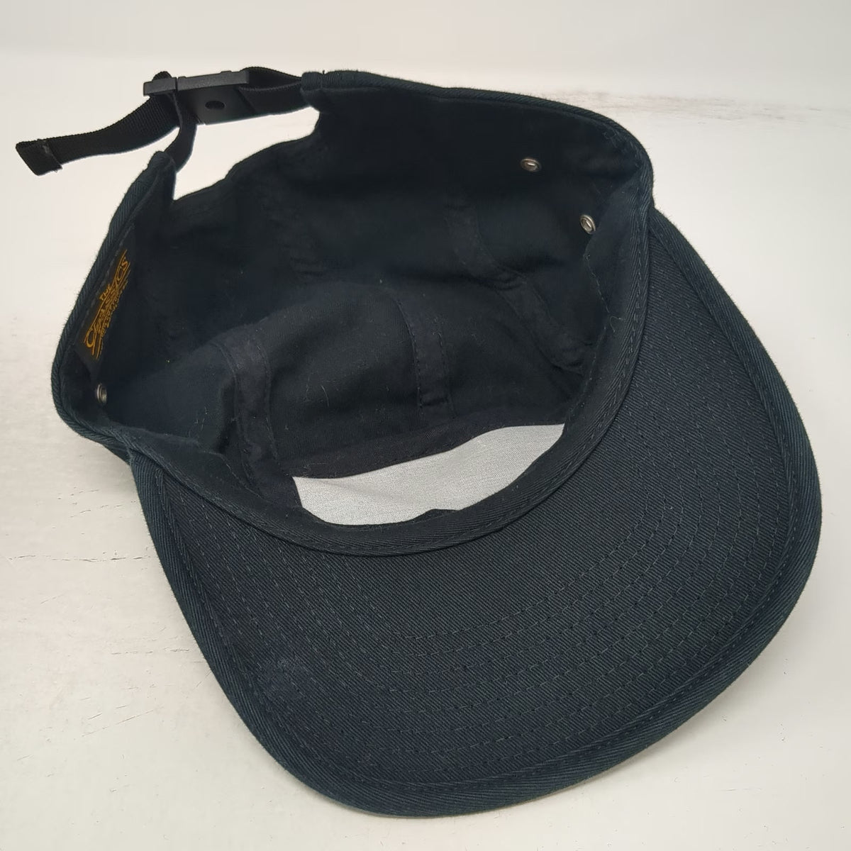 Yupoong 5 Panel Hat Black One Size Solid Cotton Adjustable Strapback Camper Flat