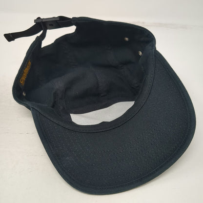 Yupoong 5 Panel Hat Black One Size Solid Cotton Adjustable Strapback Camper Flat
