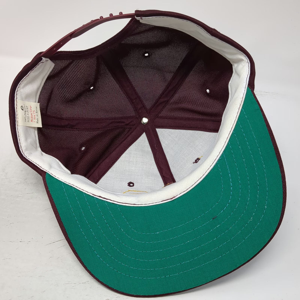 Young An Snapback Hat Red 7 5/8 Yellow 406 Graphic Green Under Brim Polyester