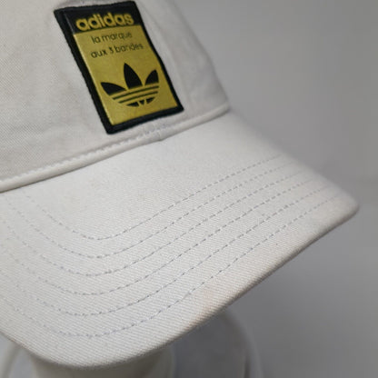 Adidas Slideback Hat White One Size Adjustable Embroidered Patch Logo Cotton