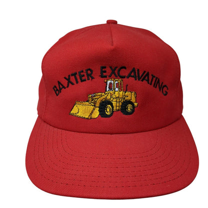 Baxter Excavating Snapback Hat Red One Size Adjustable Embroidered