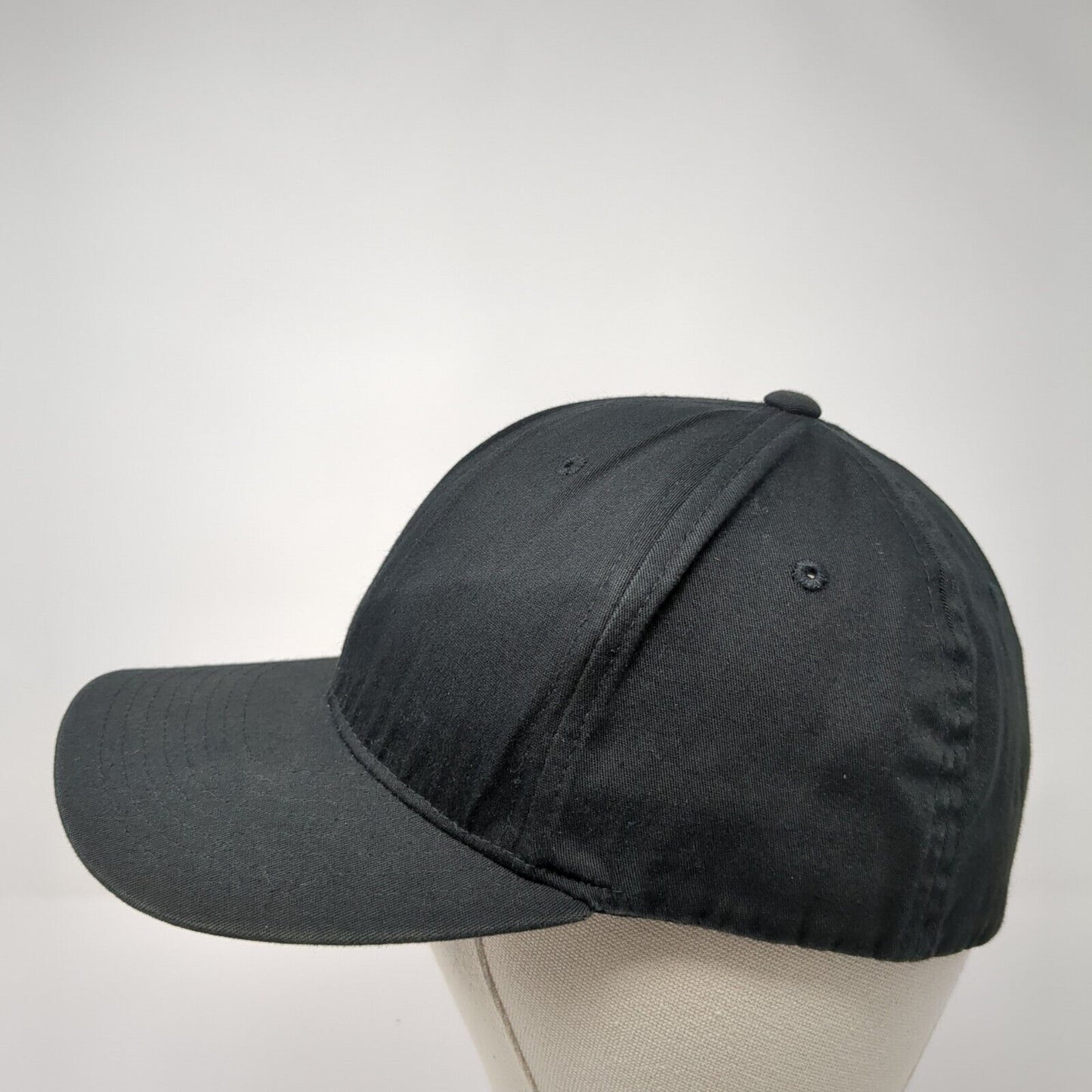 Yupoong Fitted Hat Black Size L/XL Flexfit Lightweight Vented Holes Blank