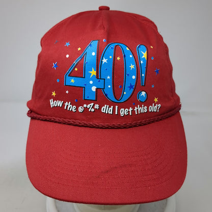 Red 5 Panel One Size Snapback Hat Rope 40th Birthday Gag Gift Funny Graphic