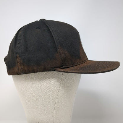 Volcom Snapback Black Brown One Size Stone Logo Bleach Wash Structured Hat Surf