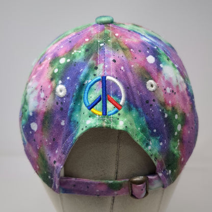 Hatco Baseball Cap Purple One Size Peace Sign Worldwide Tie Dye Slideback Hat