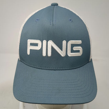 Ping Trucker Hat Blue White One Size Snapback Mesh Back Golf 110 Flexfit Tech