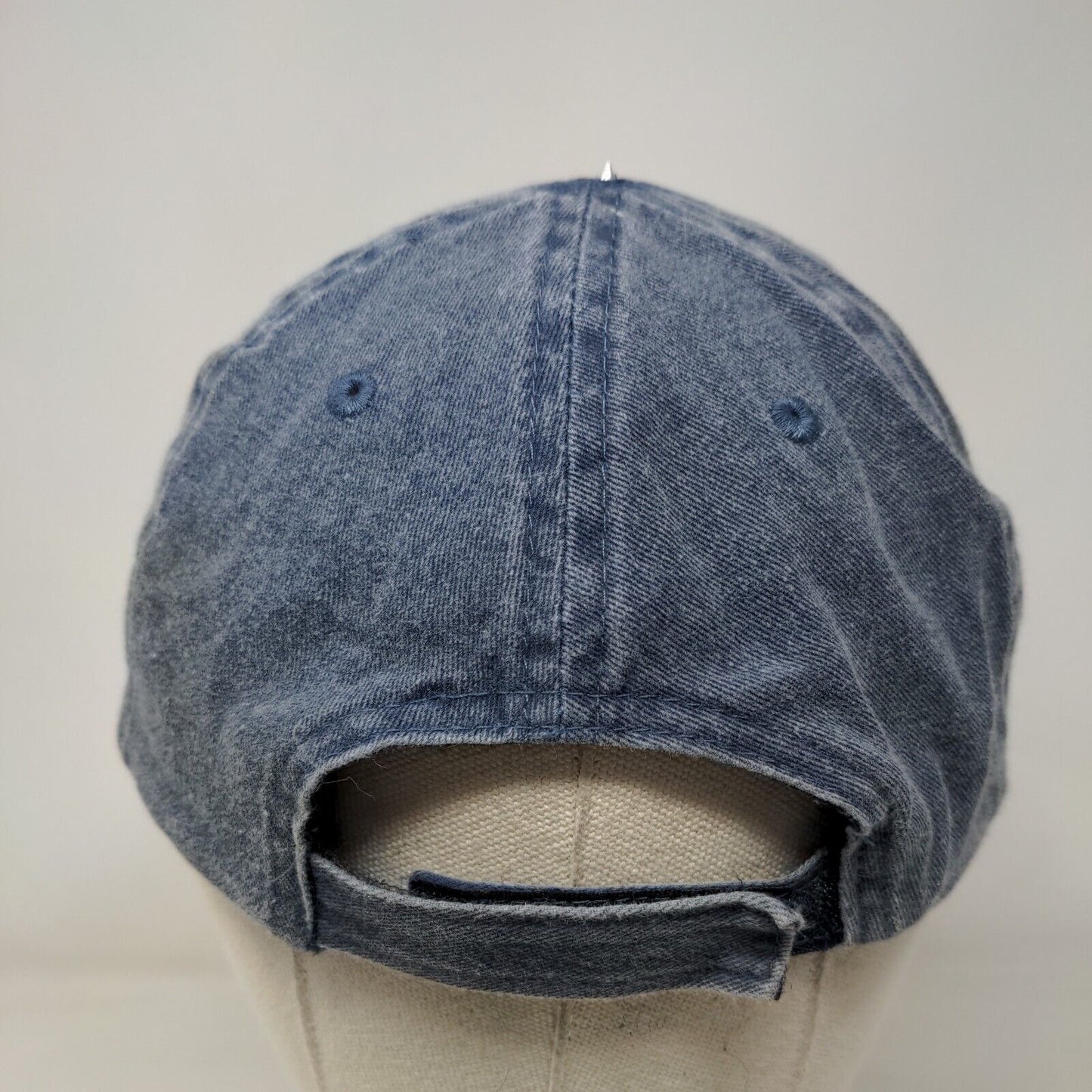 Unbranded Strapback Hat Blue OSFM Adjustable Vented Holes 6 Panel Denim Blank