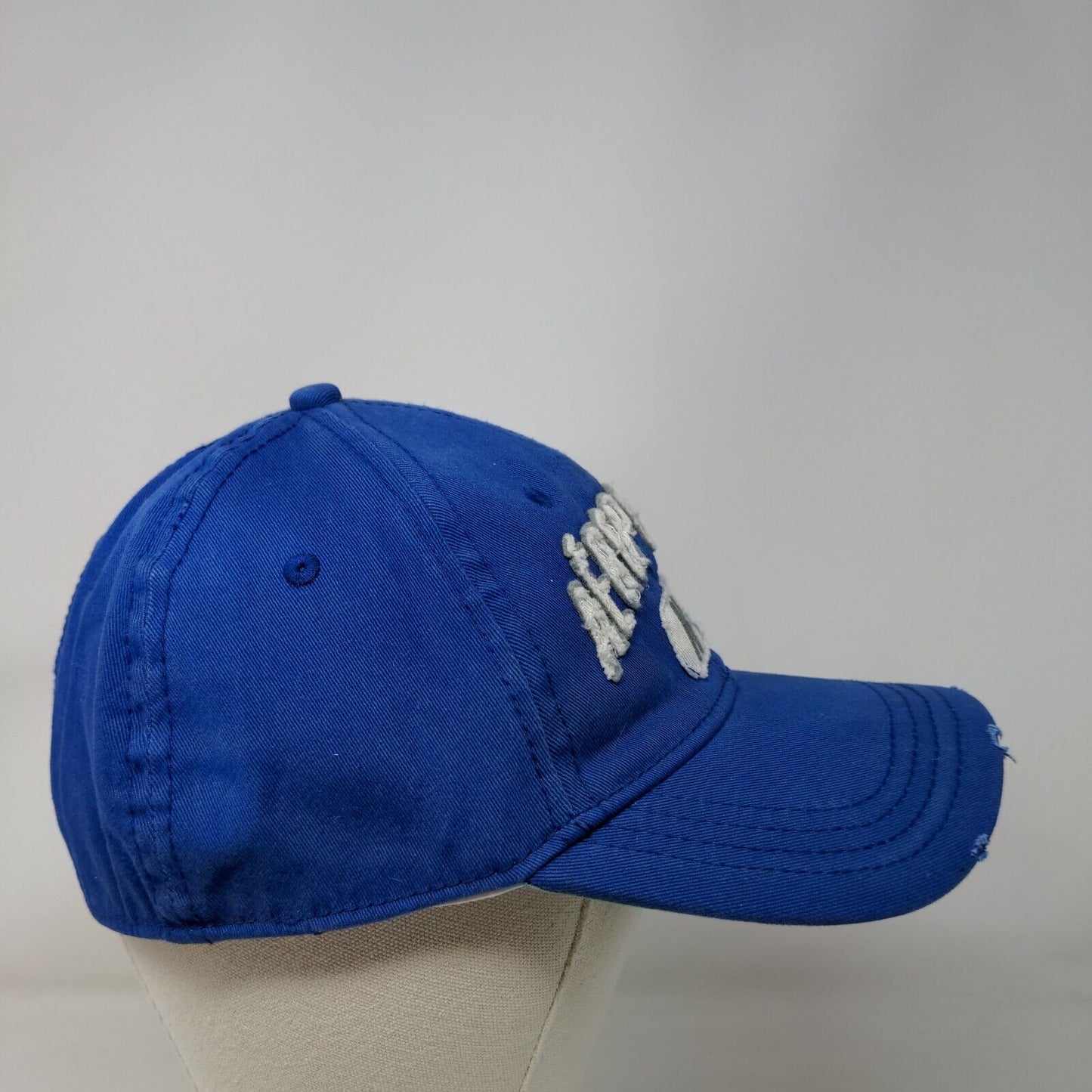 Aeropostale NY Patch Fitted Hat Blue Large/XL Solid Vent Holes 6 Panel