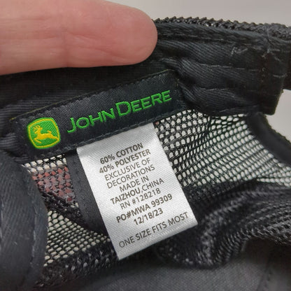 John Deere Trucker Hat Black One Size Coastline Equipment Mesh Snapback Work