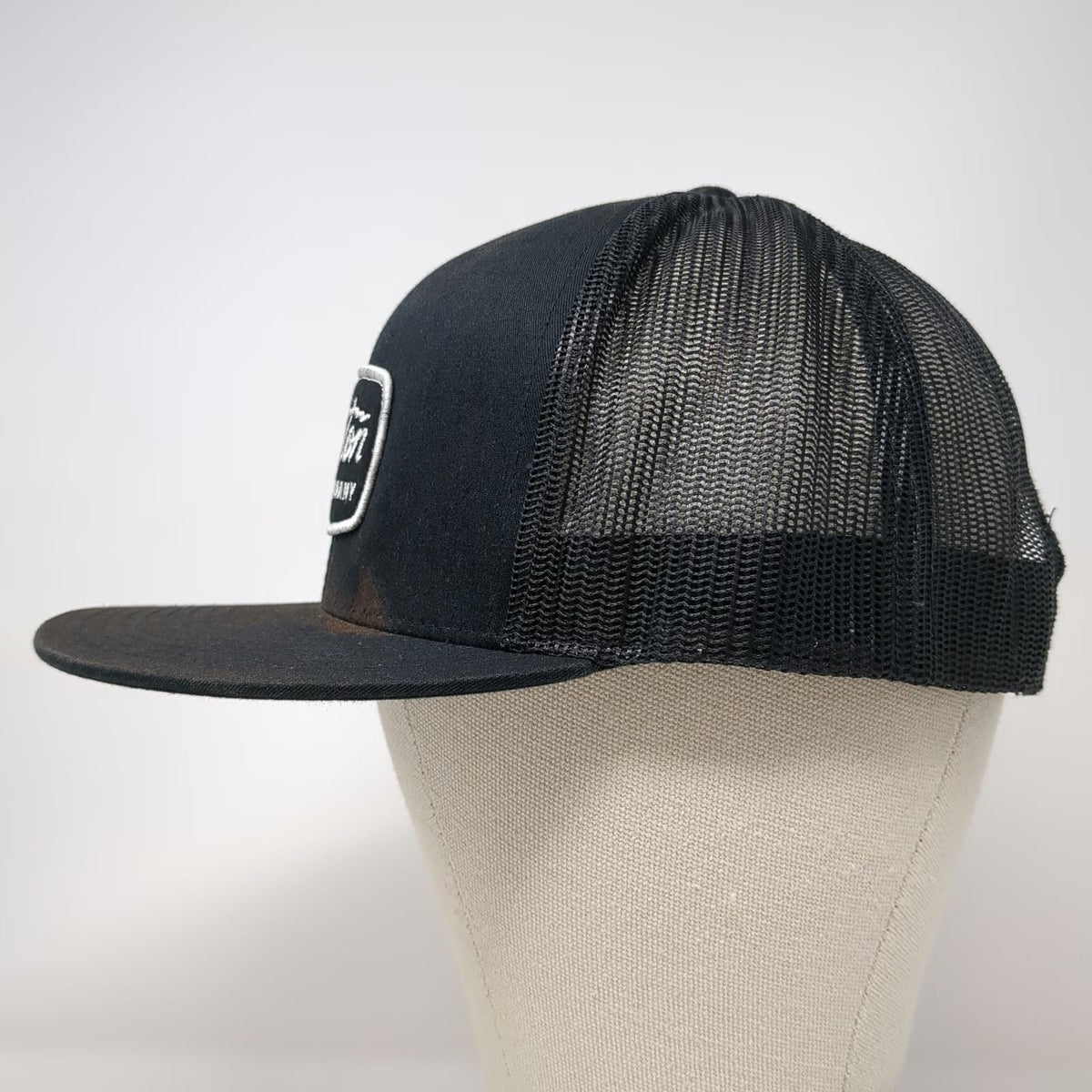 Brixton Trucker Hat Black One Size Mesh Back Snapback Logo Patch Flat Brim Mfg