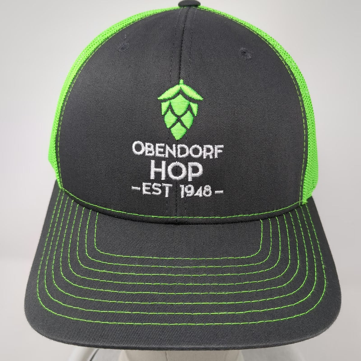 Richardson Trucker Hat Gray Green One Size Hop Cone Mesh Snapback Agriculture