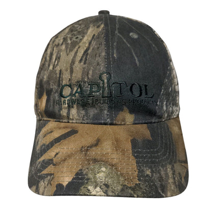 Capitol Hardware Strapback Hat Camo One Size Mossy Oak Embroidered
