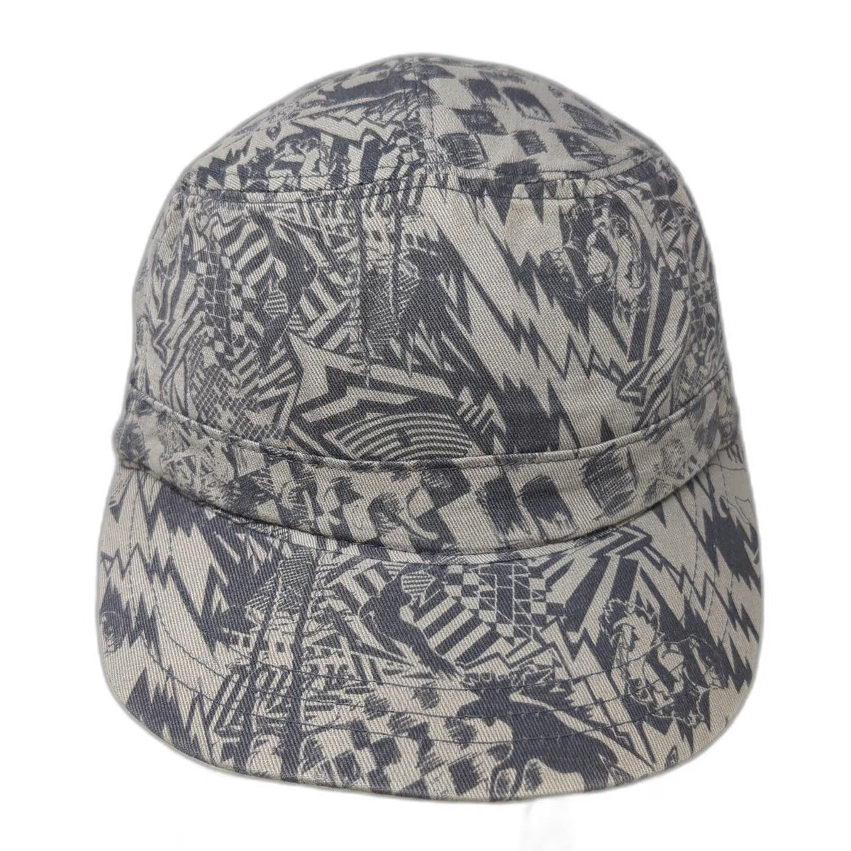 Old Navy Army Cap Gray XL Abstract Graphic Print Checkerboard Lightning Bolt Hat