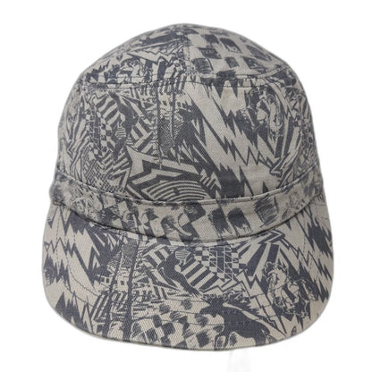Old Navy Army Cap Gray XL Abstract Graphic Print Checkerboard Lightning Bolt Hat