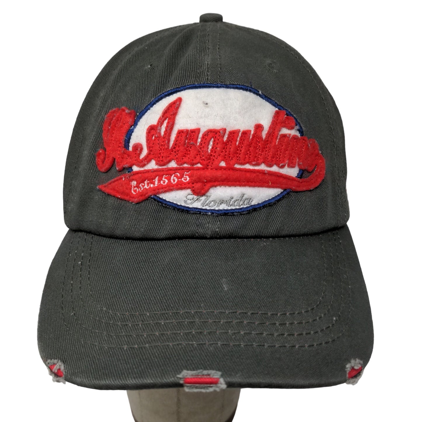 Lucky 777 Men's Strapback Hat Gray Adjustable Embroidered St. Augustine FL