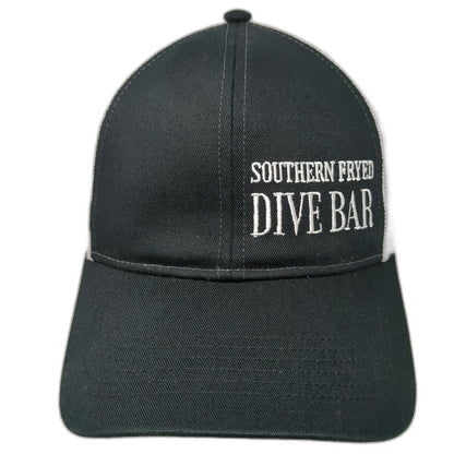 Cap America Trucker Hat Black White One Size Southern Fryed Dive Bar Mesh Crown