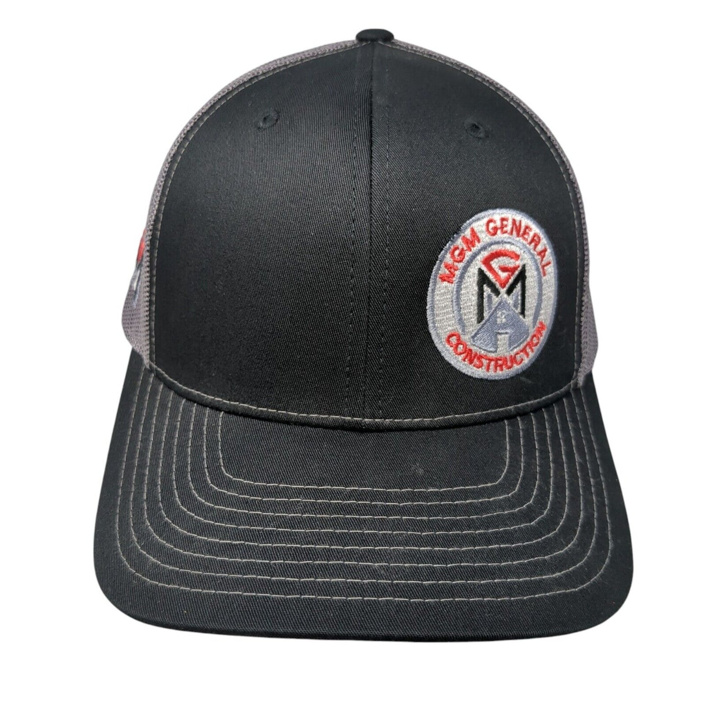 MGM General Construction Snapback Trucker Hat Black One Size Mesh Back