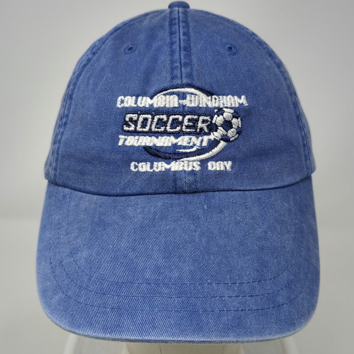 Adams Baseball Cap Blue OSFM Columbia Windham Soccer Columbus Day Strapback Hat