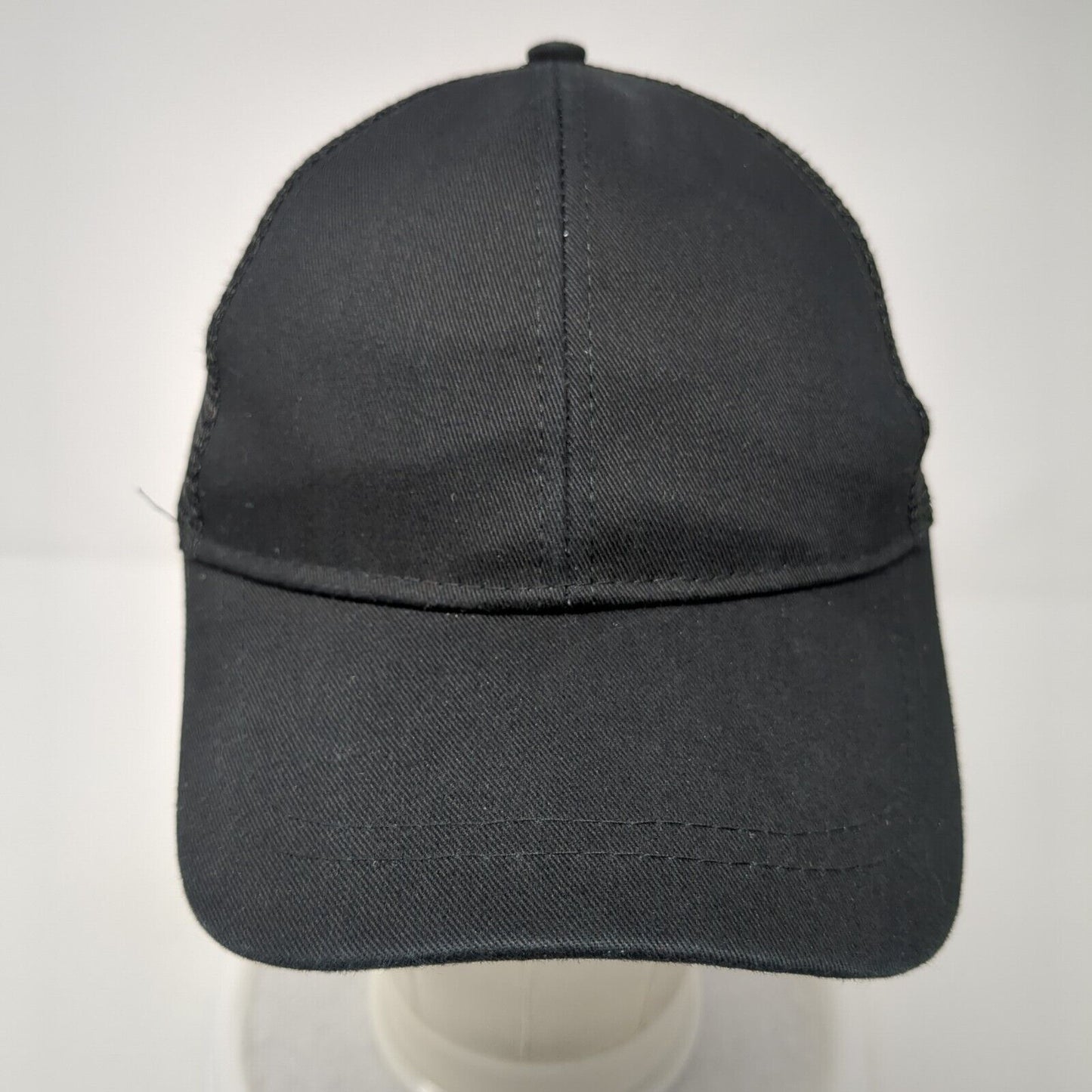 Unbranded Strapback Mesh Back Trucker Hat Black One Size Ponytail Blank