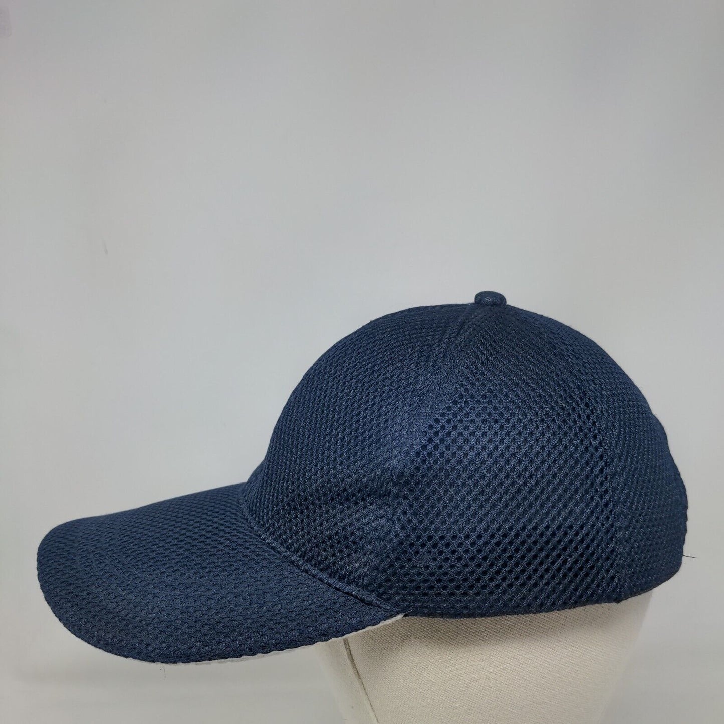 Unbranded Strapback Hat Blue 58cm Adjustable Breathable Mesh 6 Panel Polyester