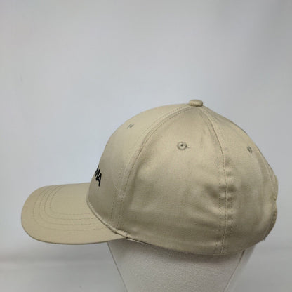 Maruyama Strapback Hat Tan OSFA Adjustable Embroidered Solid 6 Panel