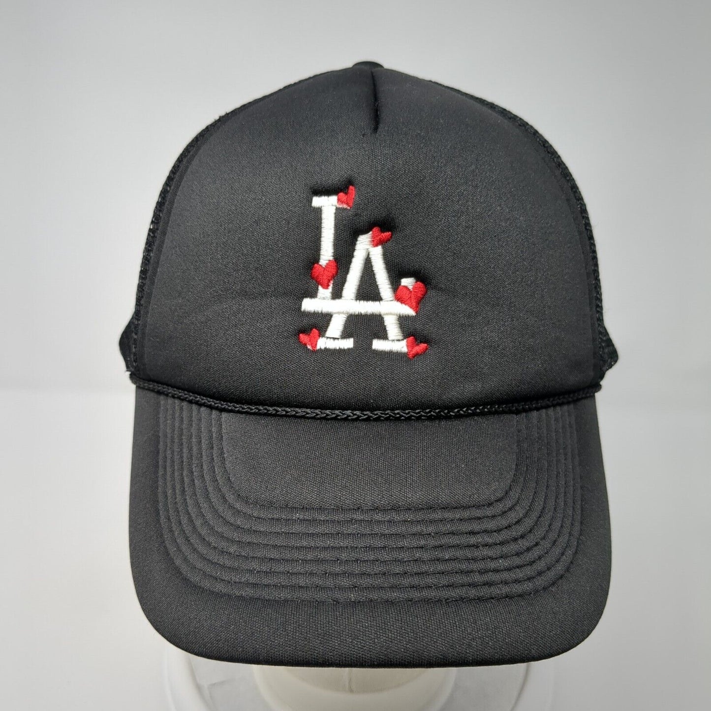 LA Los Angeles Snapback Trucker Hat Black OS Adjustable Mesh Back Rope Nissun