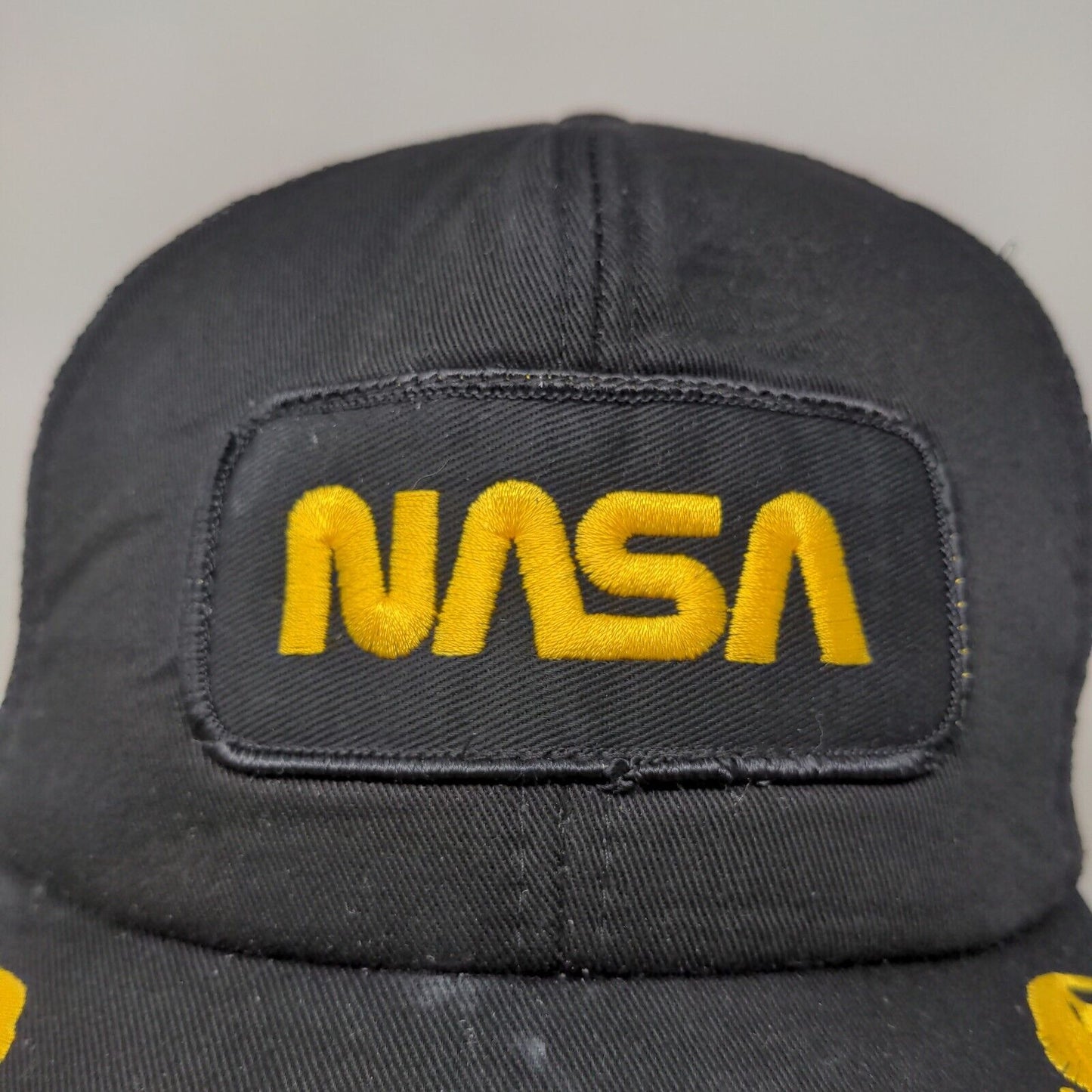NASA Men's Snapback Mesh Back Hat Black Embroidered Scrambled Eggs Spaceport USA