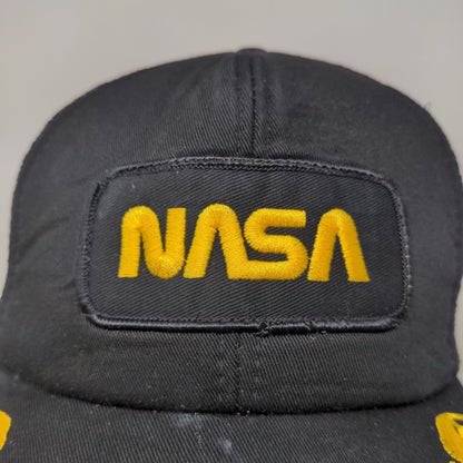 NASA Men's Snapback Mesh Back Hat Black Embroidered Scrambled Eggs Spaceport USA