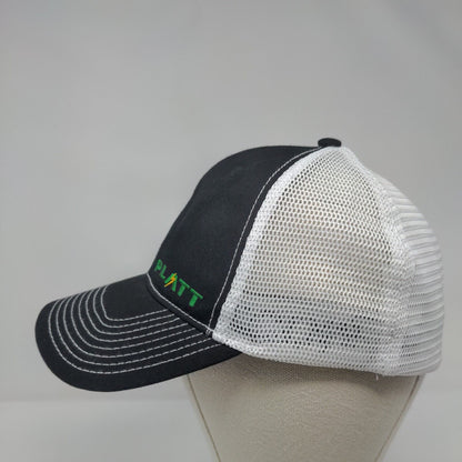 PLATT Fitted Trucker Hat Black OSFA Embroidered Vented Holes 6 Panel Mesh Back