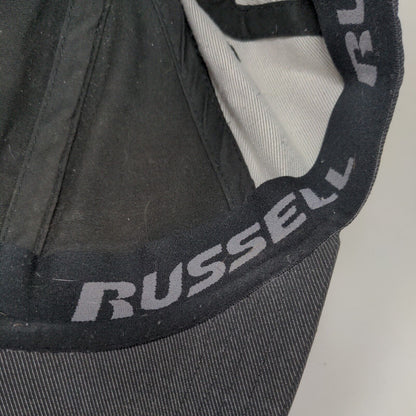 Russell Fitted Hat Gray S/M Lightweight Embroidered Logo Vented Holes 6 Panel