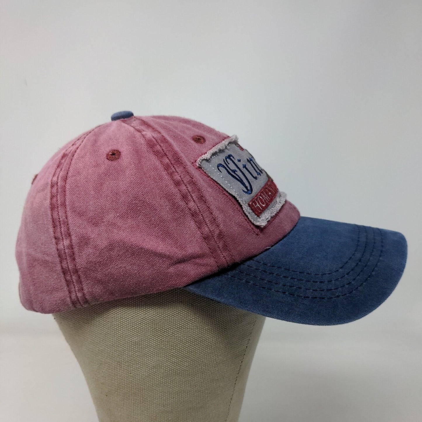 Unbranded Men's Slideback Hat Red Blue Patch Big Logo Human Skeeeton Skull