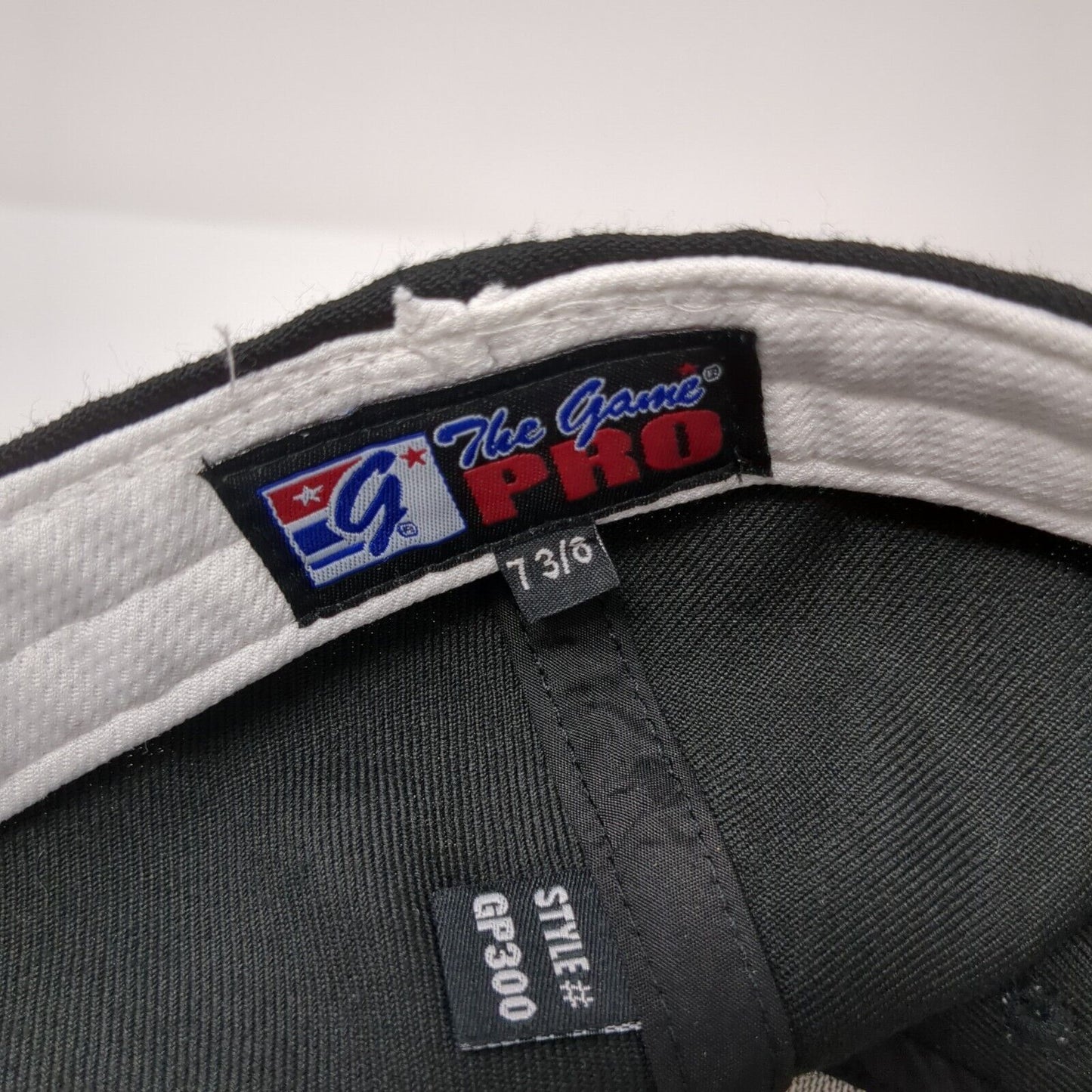 The Game Pro Fitted Hat Black 7 3/6 Embroidered Logo American Flag