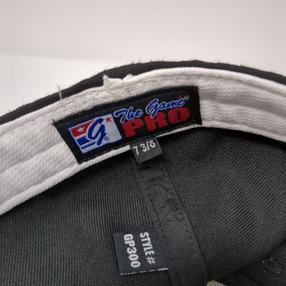 The Game Pro Fitted Hat Black 7 3/6 Embroidered Logo American Flag