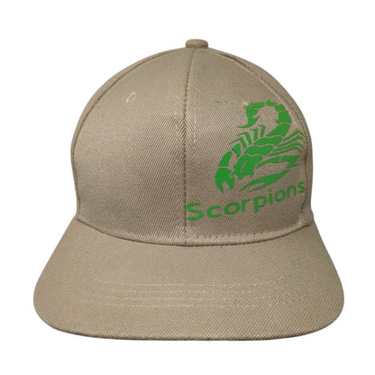 Scorpions Snapback Hat Tan One Size Adjustable Vented Holes 6 Panel