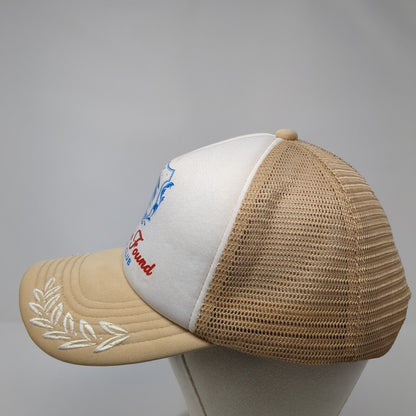Paradise Found Yacht Club Snapback Trucker Hat Tan One Size Mesh Back