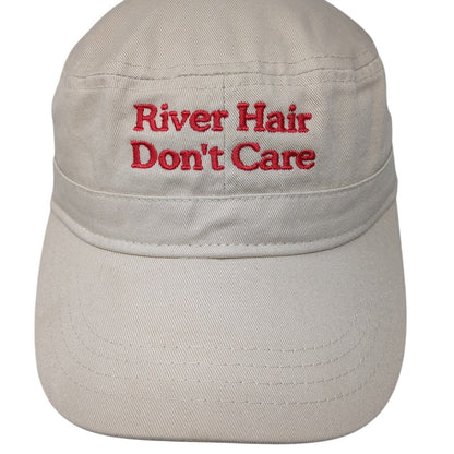 River Hair Don't Care Strapback Cadet Army Hat Tan One Size Embroidered