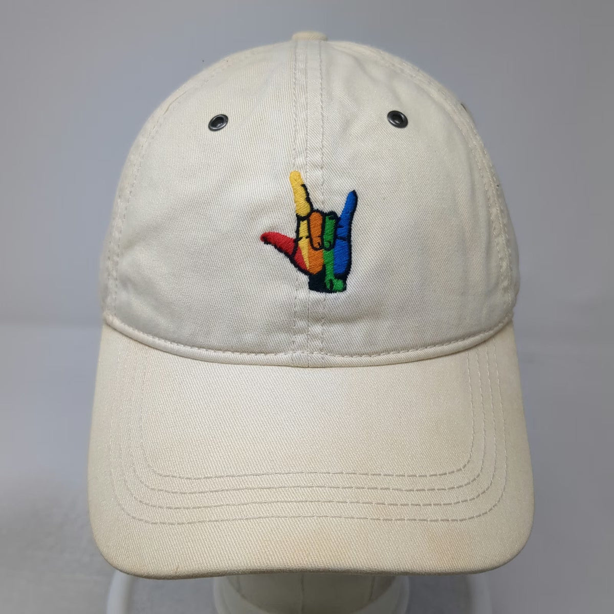 Abercrombie & Fitch Baseball Cap Beige One Size ASL I Love You Pride Rainbow Hat