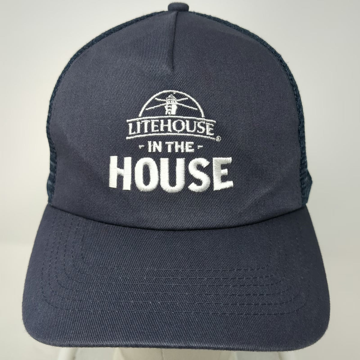 Trucker Hat Blue OSFM Snapback Mesh Back Litehouse Lighthouse In The House Hat