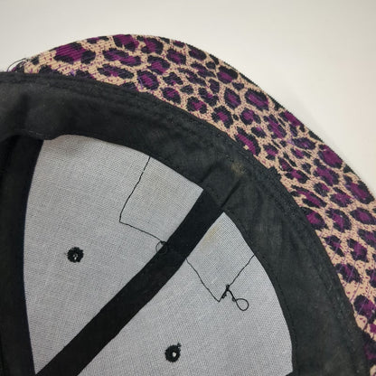 Snapback Hat Black Purple One Size Leopard Print Brim Tail Boot Graphic Patch