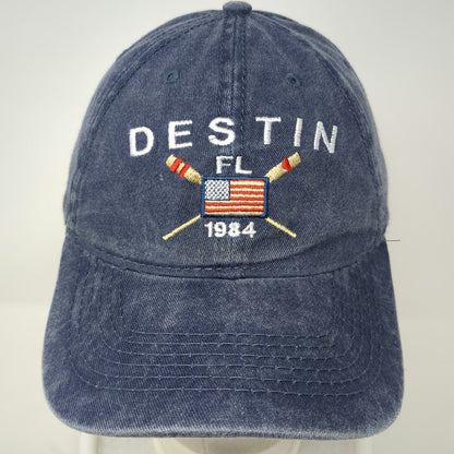 Alvin's Island Destin FL Blue Baseball Cap One Size Hat American Flag Oars 1984